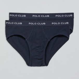 Pack di due slip blu marino con particolare Polo Club