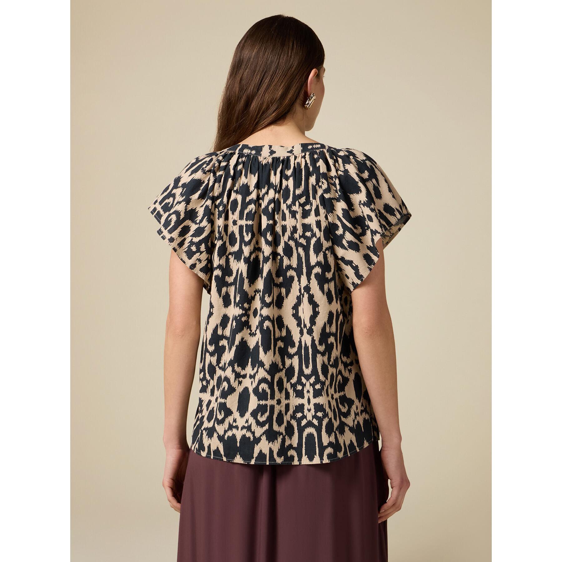 Oltre - Blusa con estampado étnico - Negro