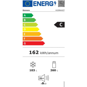 Réfrigérateur combiné SIEMENS KG39NAXCF HyperFresh <0 °C>