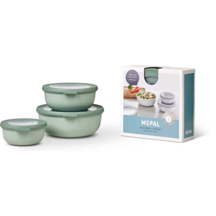 Boîte hermétique MEPAL 3 pcs Cirqula rond Nordic Sage