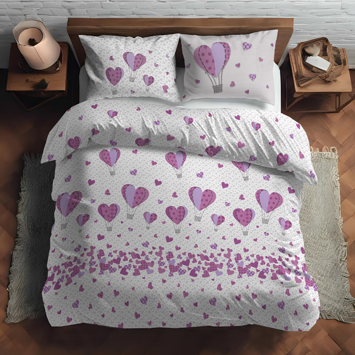 Parure copripiumino mongolfiera rosa