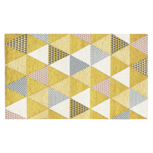 TAPPETO ARREDO DIS. TRIANGOLI SENAPE 80X150 CM CON ANTISCIVOLO