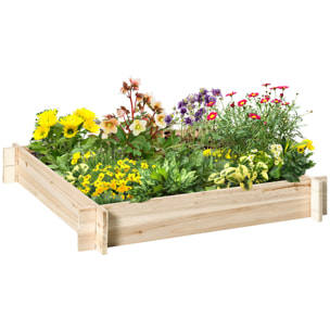 Arriate de Madera de Jardín Cuadrado Suelo de Huerto Urbano Jardinera Macetero para Cultivos Plantas Flores Hierbas Terraza 100x100x16 cm Natural