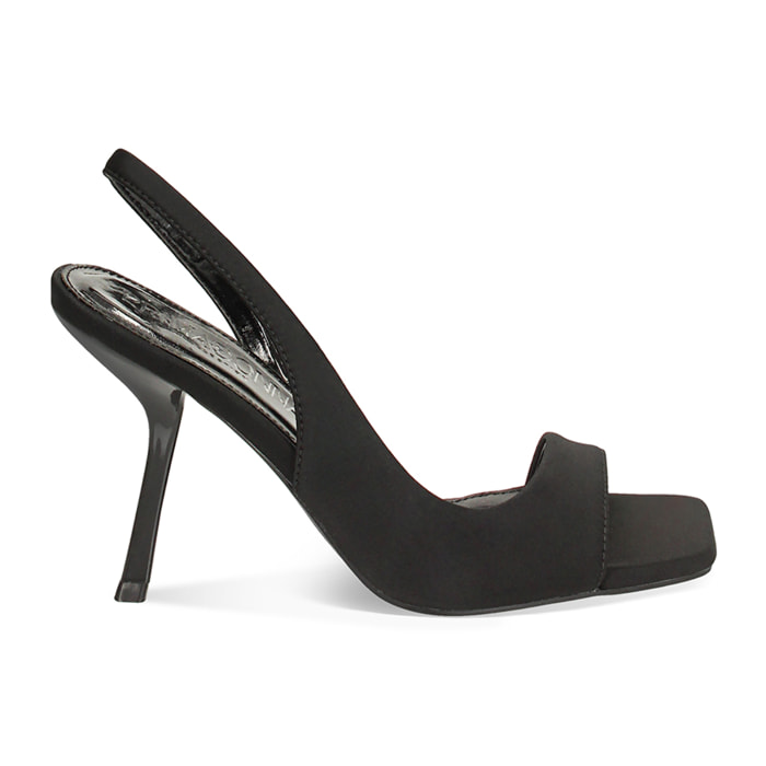 Sandalo donna neri fashion, tacco 9,5 cm