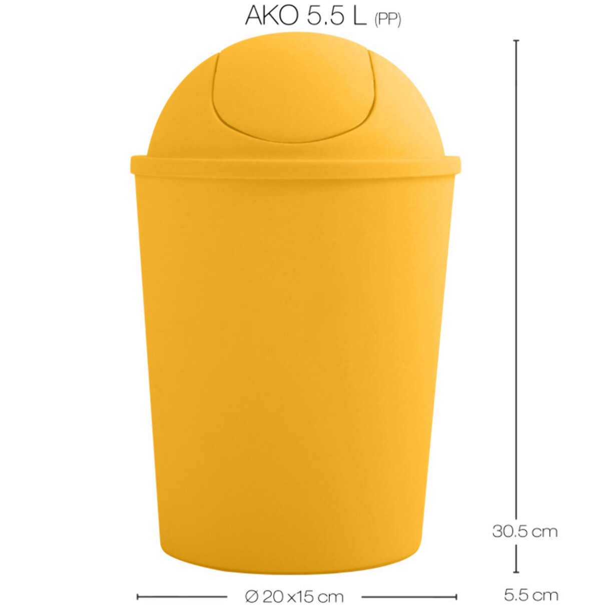 Poubelle à bascule AKO 5,5L Safran MSV