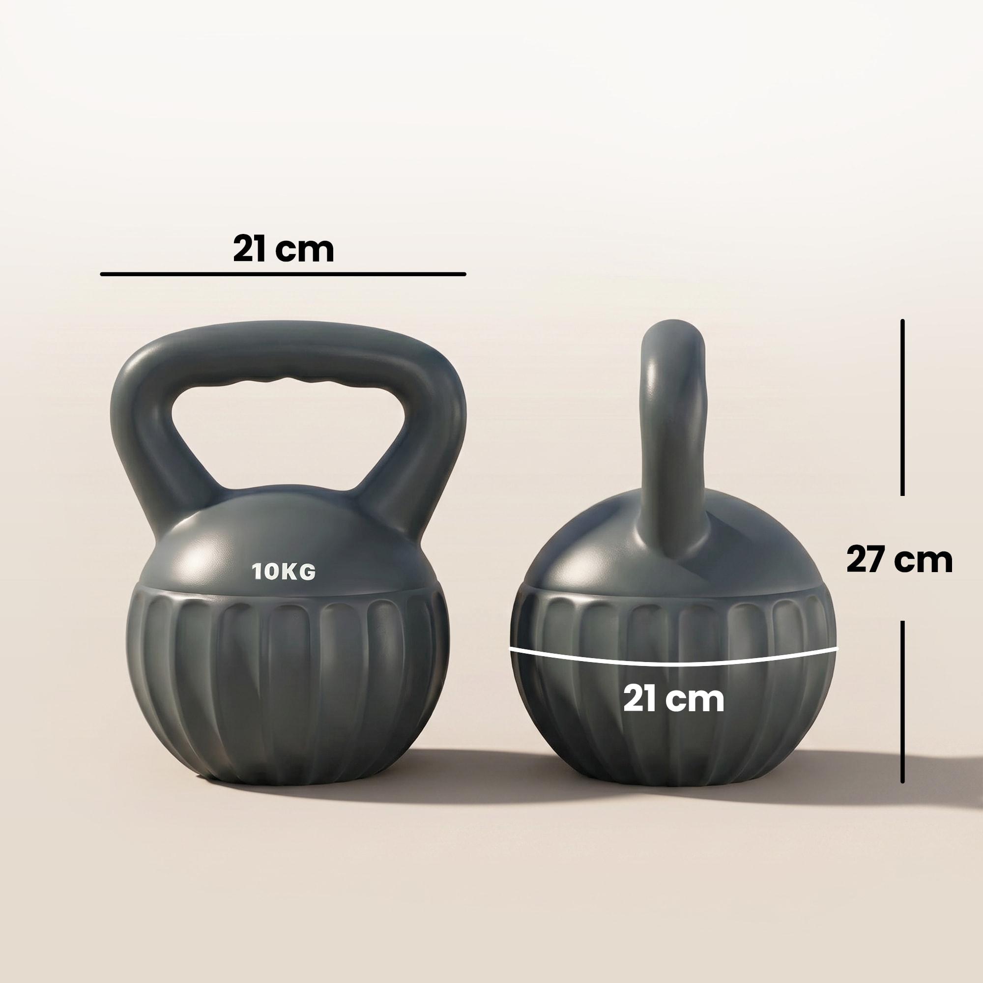Kettlebell 10 Kg - prise ergonomique - entraînement musculaire & haltérophilie - PP gris