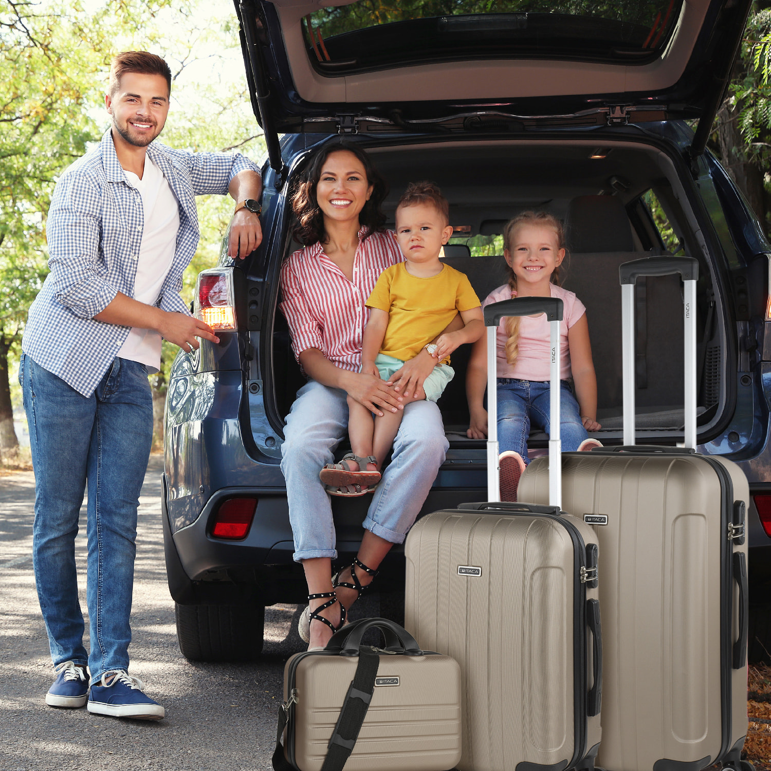 Juego De Maletas Rígidas Abs Itaca Havel Champagne