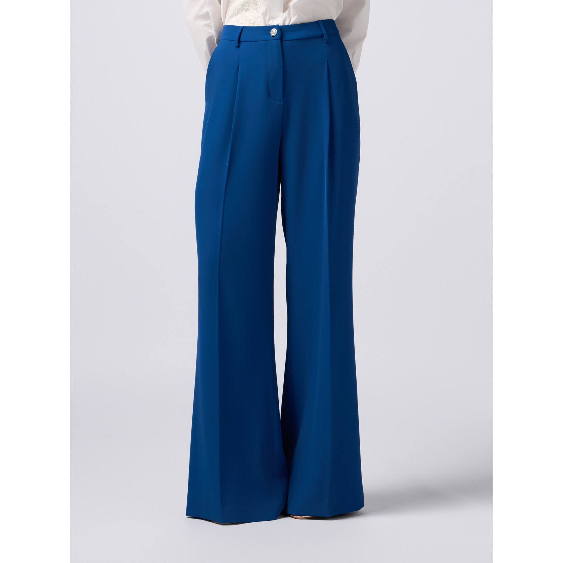 Oltre - Pantaloni palazzo in tessuto crêpe - Bluette