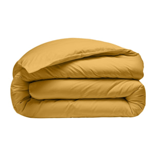 Housse de couette percale de coton jaune moutarde