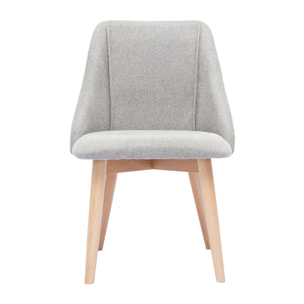 Chaises scandinaves en tissu effet velours texturé gris clair et bois clair (lot de 2) HIGGINS