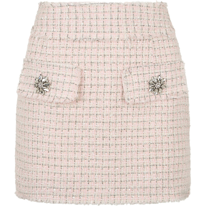 PHILIPP PLEIN Tweed Mini Skirt Crystals