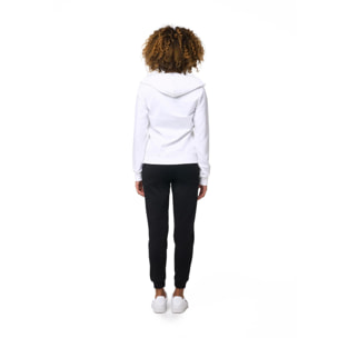 Tuta donna Zip con cappuccio in felpa non garzata e pantaloni con costina