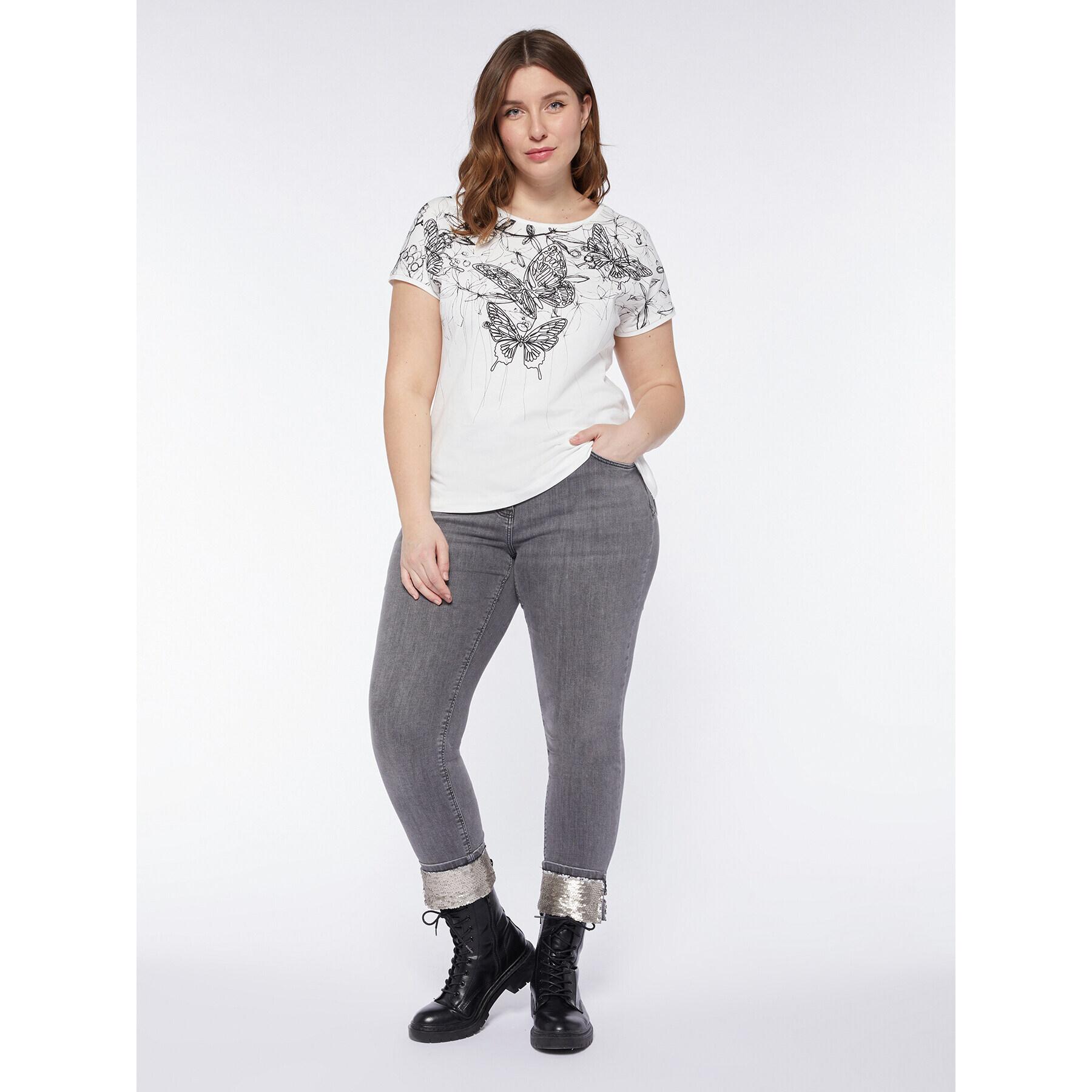 Fiorella Rubino - Jeans delgados con dobladillo de lentejuelas - Gris