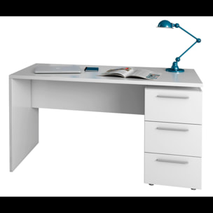 Scrivania con Tre Cassetti Terrasa Scrittoio Mobile per Computer Desk da Ufficio Soggiorno Sala da Pranzo 138 x 74 x 60 cm Colore Bianco