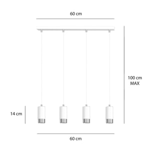 Lampada a sospensione FUMIKO in acciaio bianco e cromo