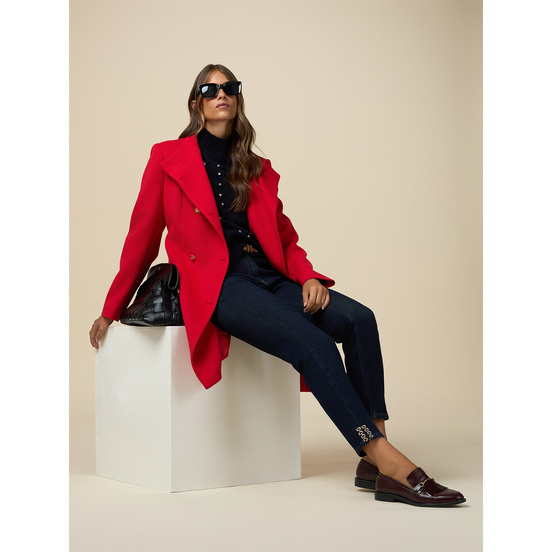 Oltre - Vaqueros skinny con detalles joya - Azul