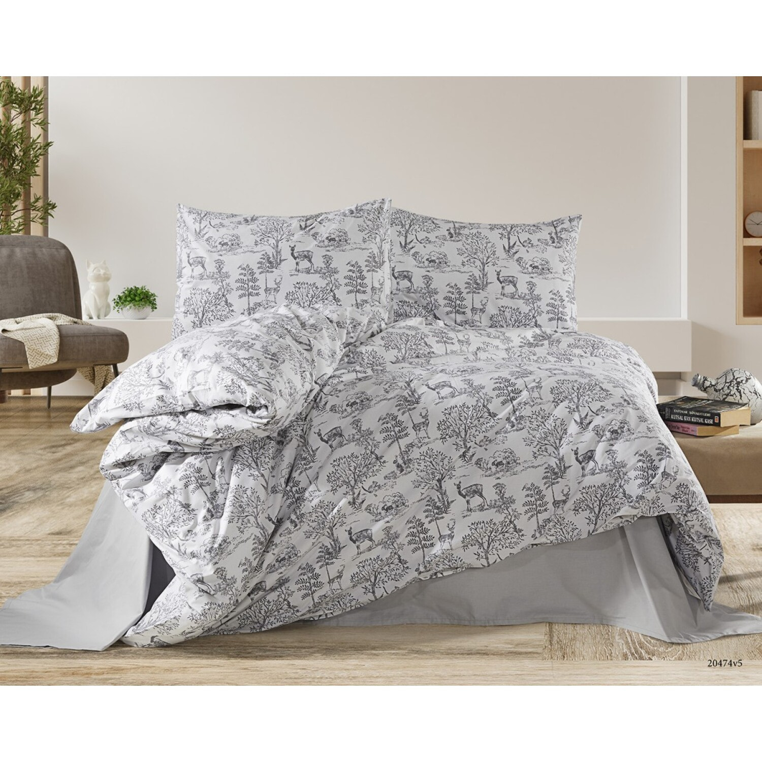 Parure housse de couette et taie(s) oreiller 100% Coton