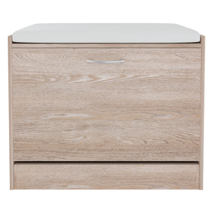 Panca Scarpiera Da Ingresso Salvaspazio Cuscino Anta Ribalta Seduta Imbottita In Ecopelle Soggiorno Casa Camera Ufficio 60 x 30 x 48 Cm Rovere