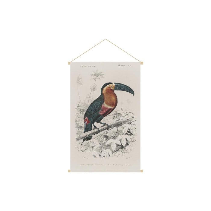 Kakemono tableau en toile suspendue oiseau exotique toucan L40 x H60 cm TOUCAN
