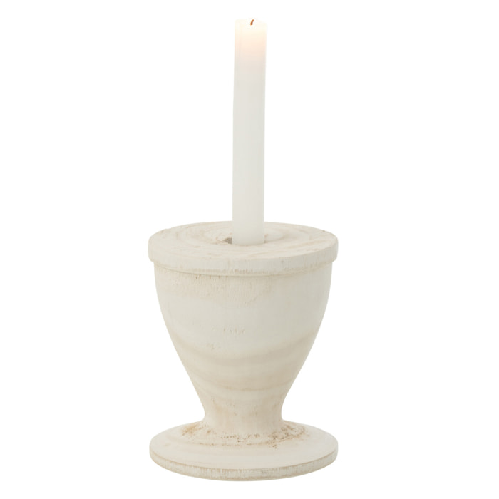 J-Line bougeoir - bois - blanc - small