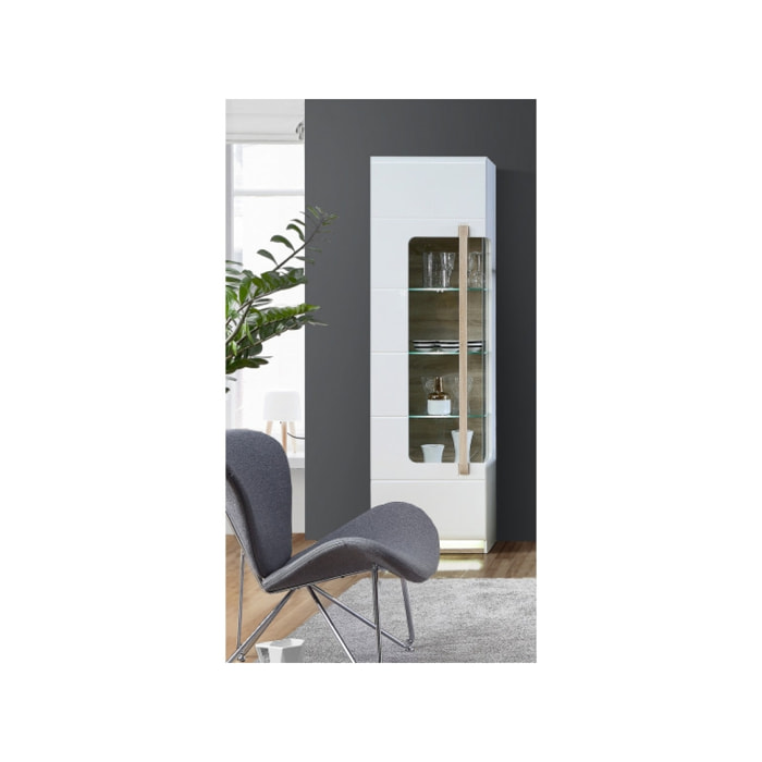 Vitrine colonne 1 porte blanc laqué - SENSATION