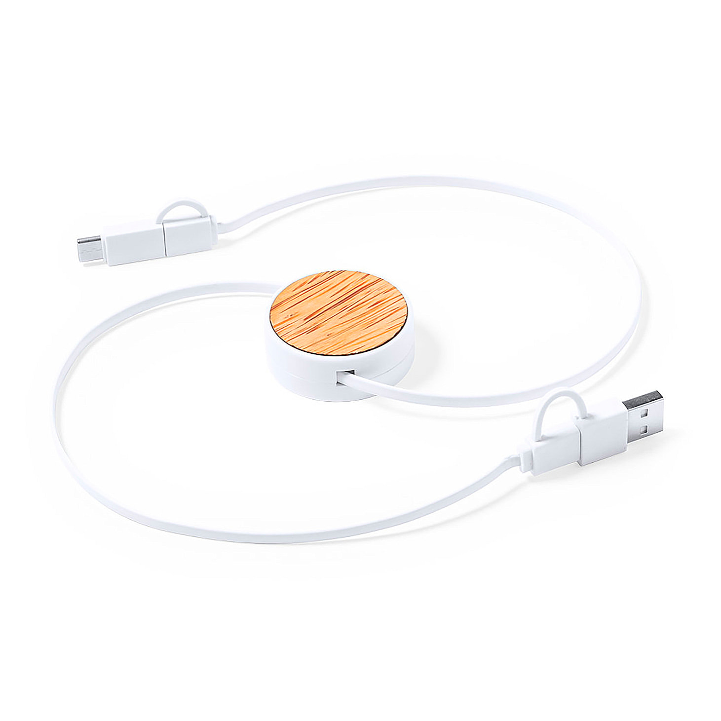 Cavo caricabatterie Nature Coconut, dati. Cavo estensibile. Connessione micro USB, tipo C e Lightning 9 V CC 2,1 A