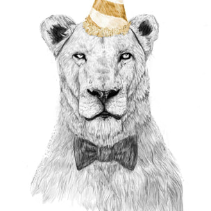 Affiche enfant lionne en fête  Affiche sous cadre bois
