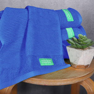 Set de 3 toallas de algodón 100% - tocador, manos, baño - 450gsm, suaves y absorbentes en color azul ''rainbow''