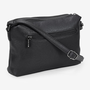 Bolso bandolera negro con doble cremallera