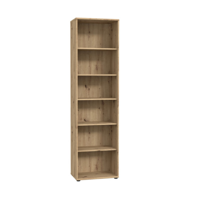 Étagère H. 198 x L. 54 cm décor chêne artisan avec 5 étagères - MIA