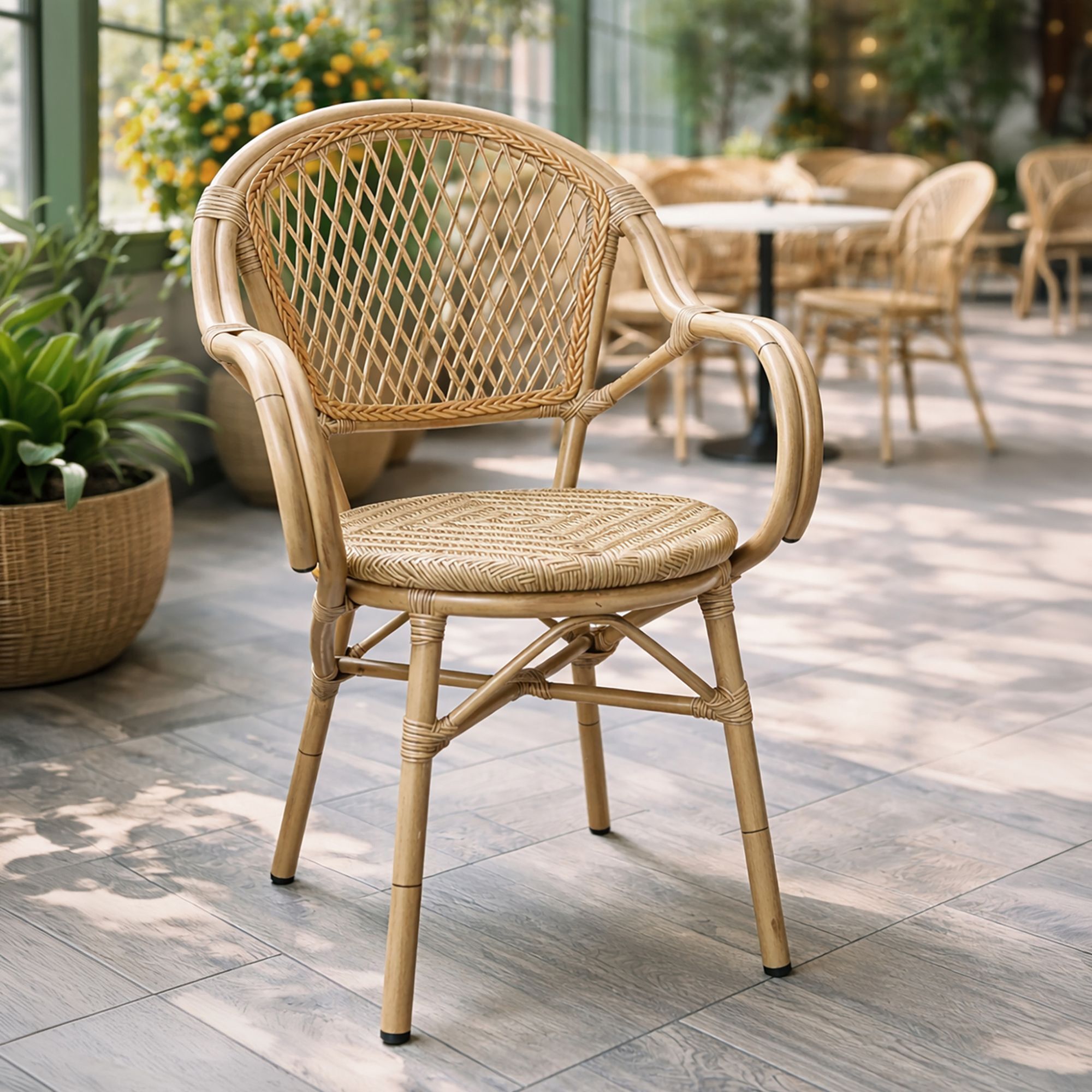 Lot de 2 fauteuils de table extérieur en rotin synthétique CAPRI