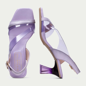 Sandalia Tacon Greta Lavanda 6 cm