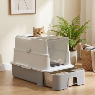 Maison de toilette fermée bac coulissant acier inox filtres désodorisants