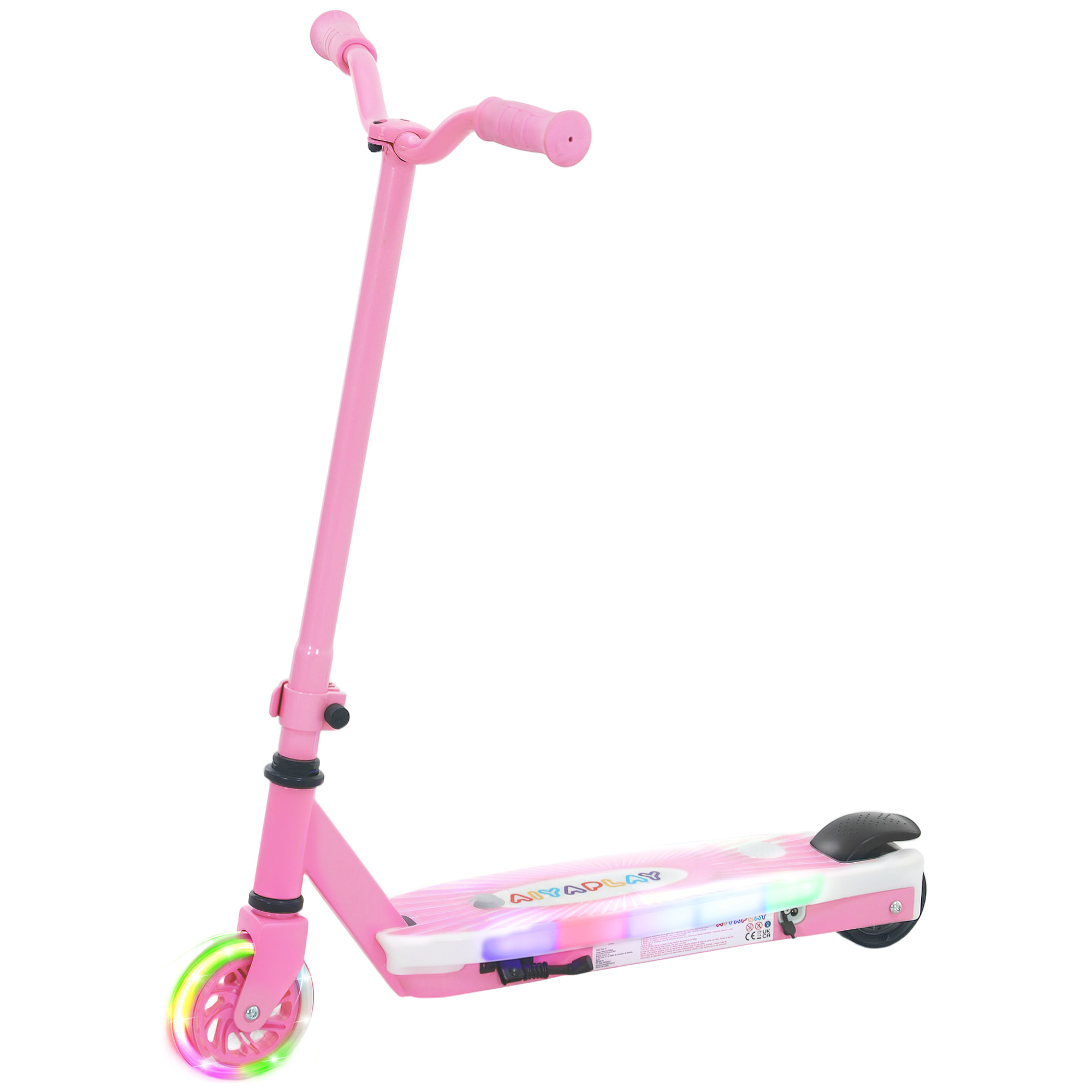 Patinete Eléctrico para Niños de 4-7 Años Patín Eléctrico Max. 6 km/h Motor 80 W Autonomía Máxima 8 km Patinete Eléctrico Infantil con Luces LED Freno Posterior Rosa