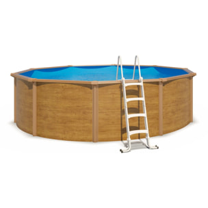 Piscine hors sol acier ronde Ø 4,55 x 1,20 m aspect bois CANYON