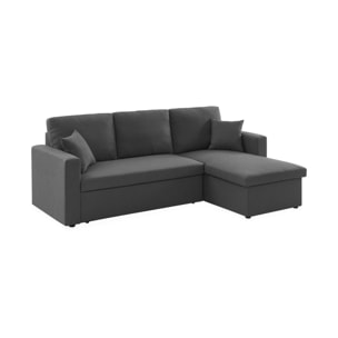 Canapé d'angle convertible réversible 3 places tissu avec coffre IDA