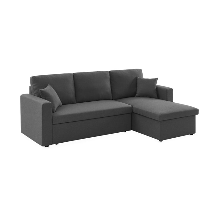 Canapé d'angle convertible réversible 3 places tissu avec coffre IDA