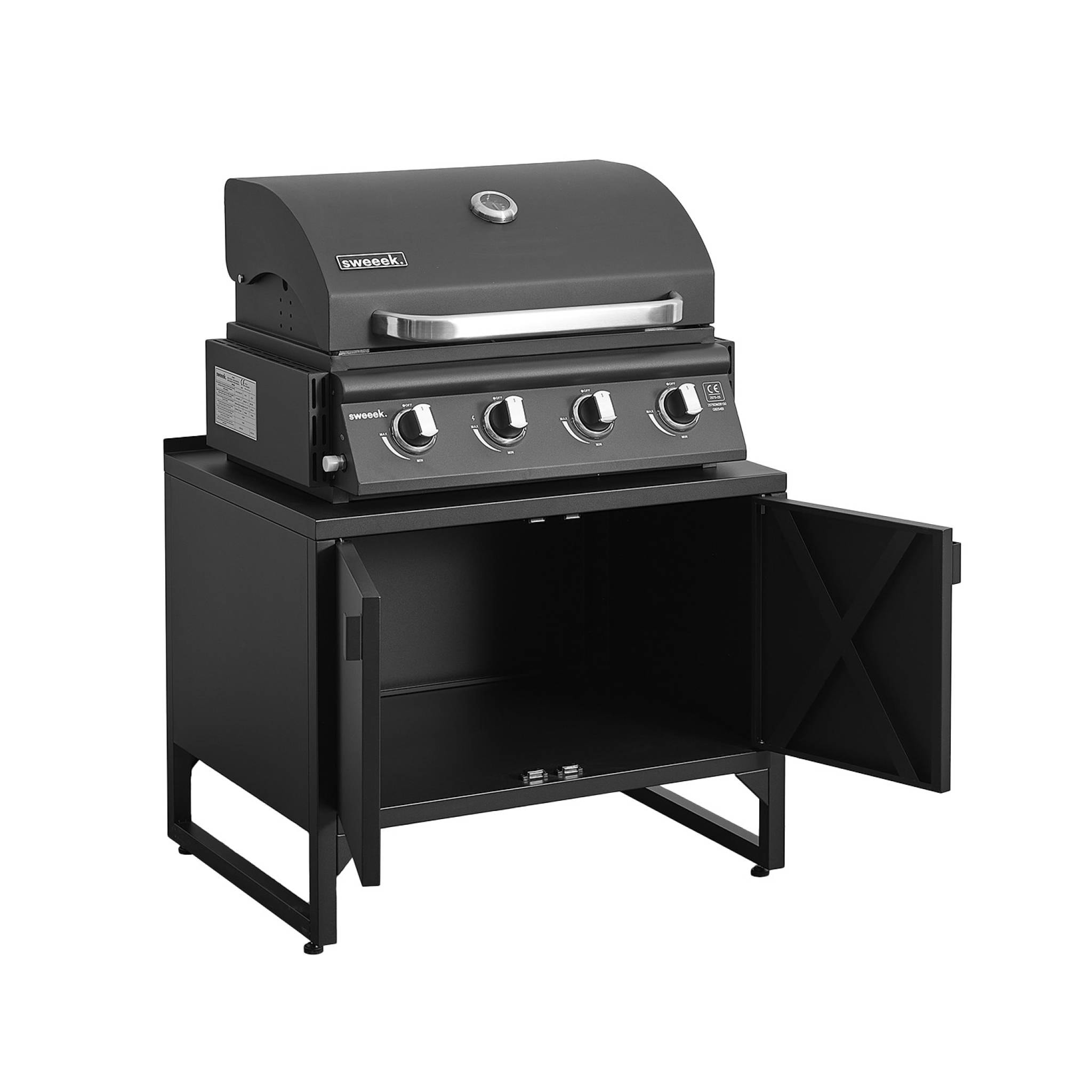 Cuisine extérieure acier 2 portes L80cm noir - Kea