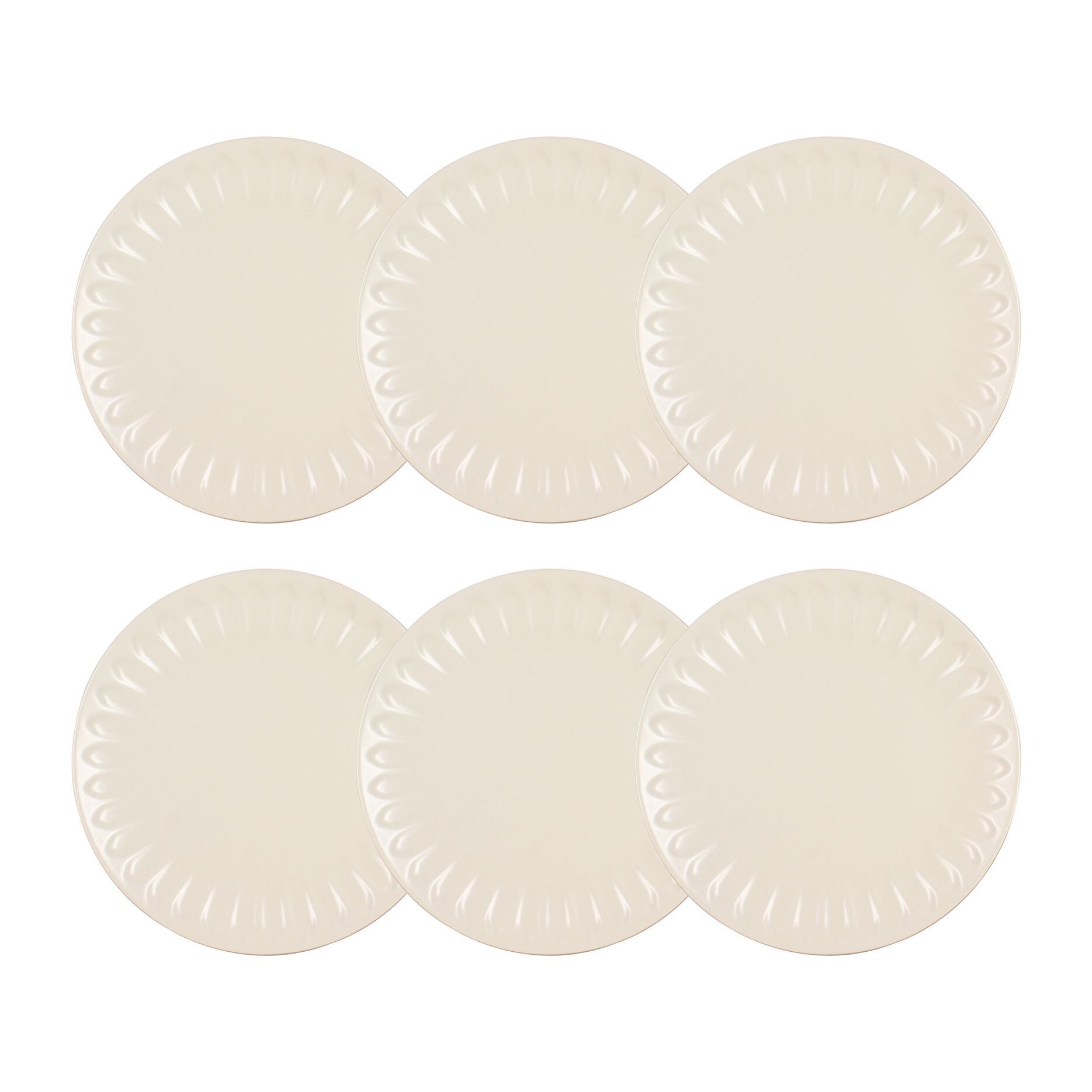 Lot de 6 assiettes plates en faïence beige 27cm BISTROT