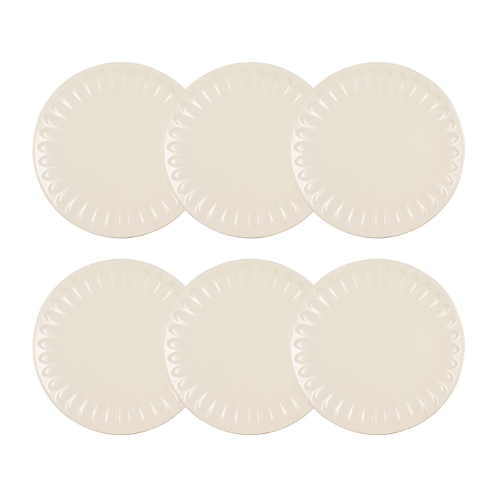 Lot de 6 assiettes plates en faïence beige 27cm BISTROT