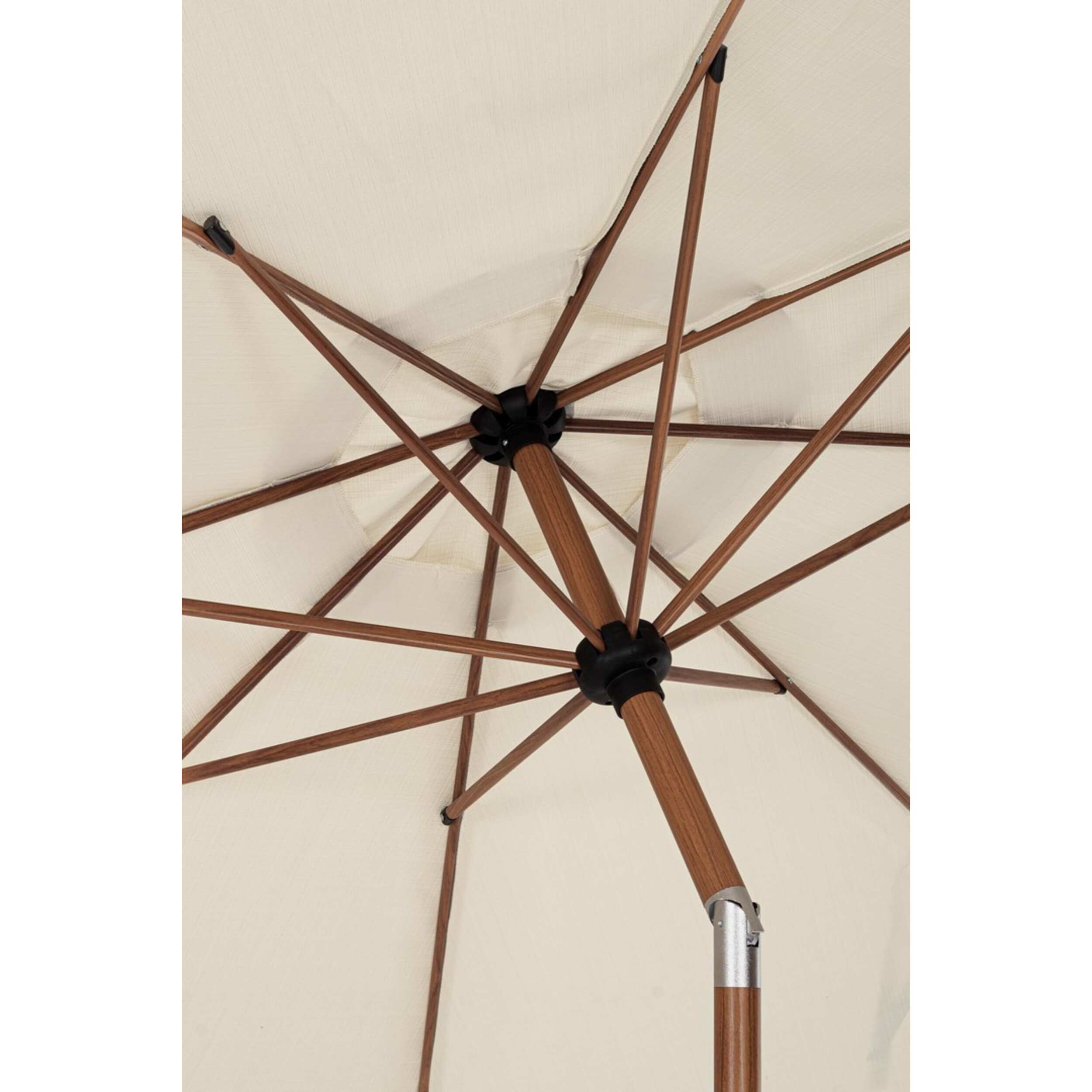 Ombrellone a palo centrale PALINURO in acciaio effetto legno e tessuto beige, 3m