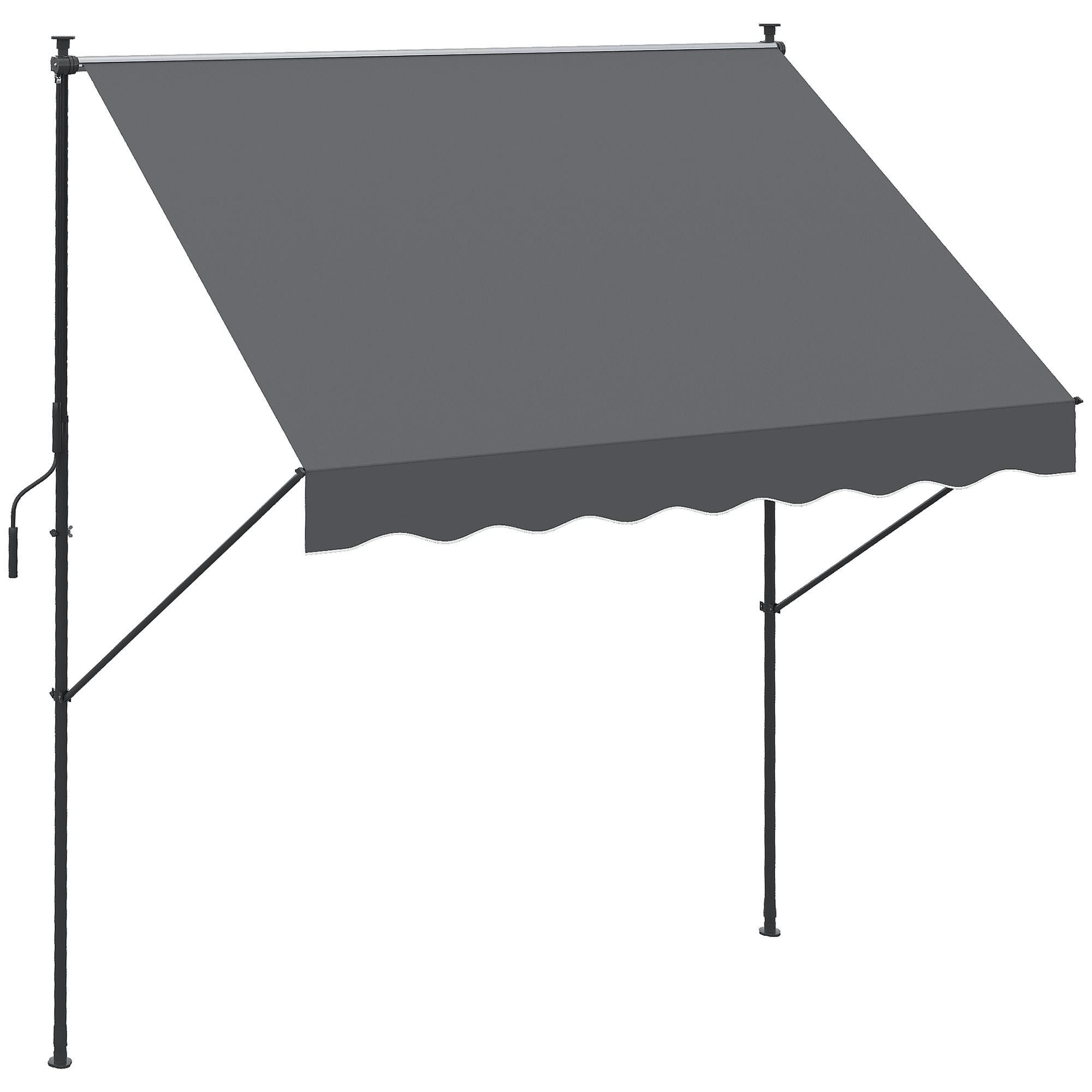 Toldo Manual Retráctil 200x170x200-290 cm Toldo Ajustable con Manivela Protección Solar UV40+ Prueba de Viento