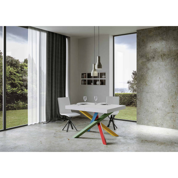 Mesa extensible 90x140/244 cm Volantis Fresno Blanco estructura multicolor 4/B