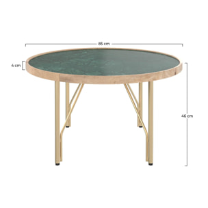 Table basse ronde Kali en marbre vert D85 cm