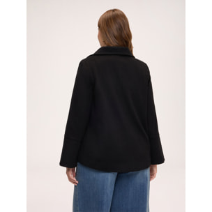 Fiorella Rubino - Cappa in panno misto lana con collo alto - Nero