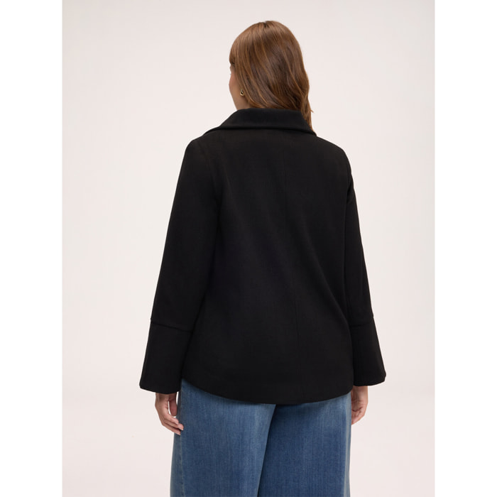 Fiorella Rubino - Cappa in panno misto lana con collo alto - Nero