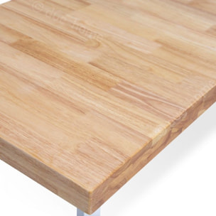 Mesa de comedor de madera de roble salvaje y patas metálicas en blanco 140x80 cm Natural Roble salvaje - Blanco