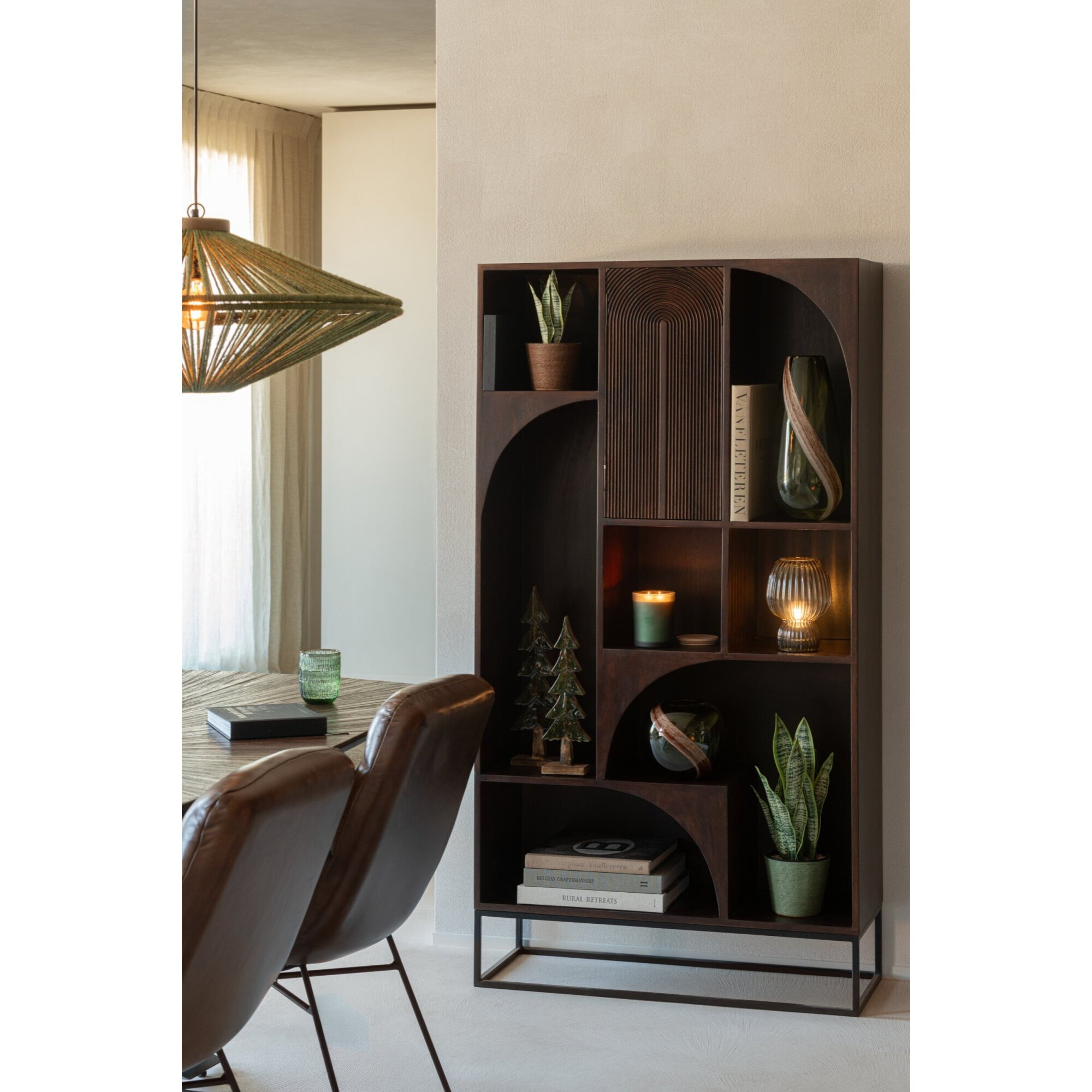 J-Line Set de 3 pins sur base brillants - bois de manguier - vert/naturel
