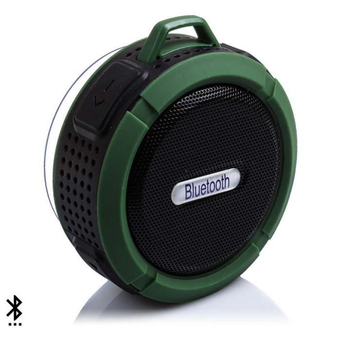 Altavoz bluetooth circular resistente al agua con ventosa C6