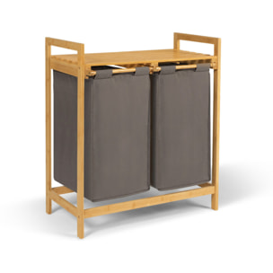 Panier à linge Maya 2 compartiments bambou